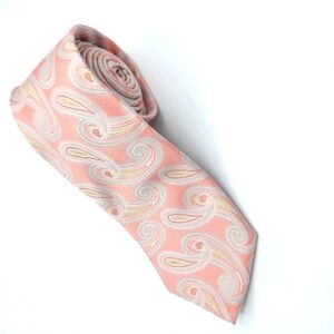 Elegant Paisley Men's Tie in Pink and Cream